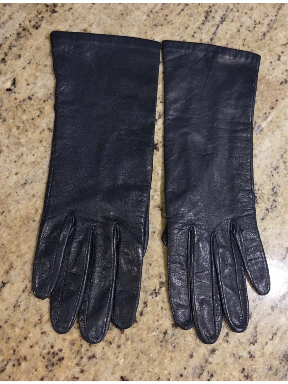 Vintage Womens Size S 6.5 Blue Soft Leather Silk Lined Formal Gloves France Saks